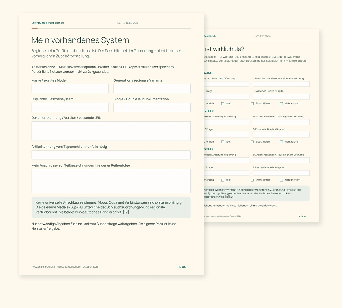 Einblick in das Arbeitsblatt „Dein Set- und Teilepass“
